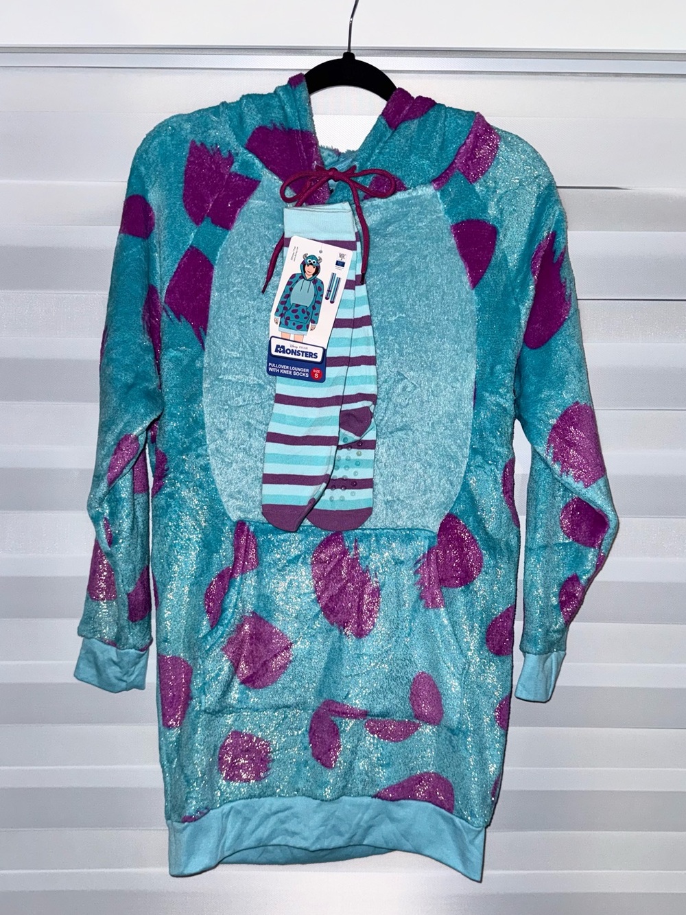 Disney Monsters Inc. Sulley Character Pullover Hoodie Lounger Costume with Socks